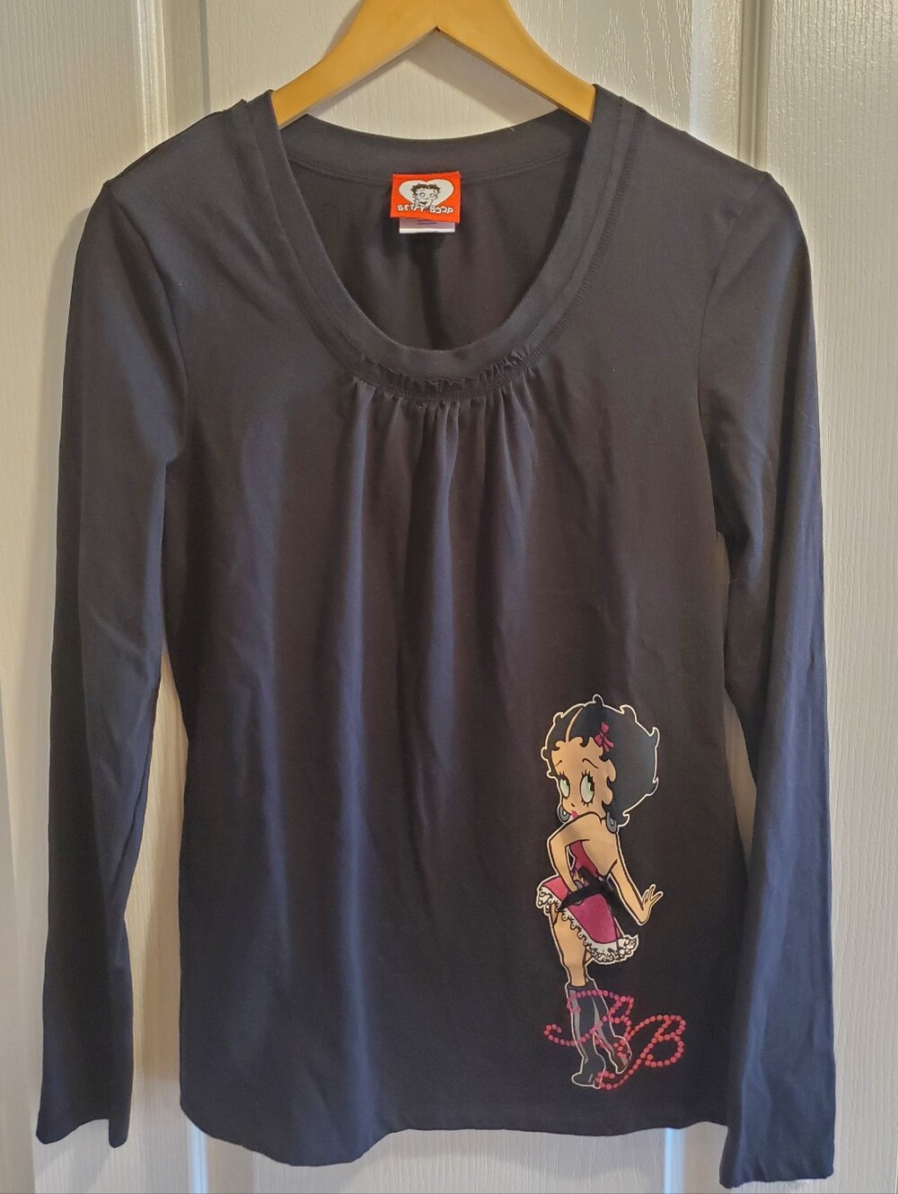 Betty Boop Long Sleeve Top With 3D Ribbon Bow